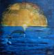 Mystic Delphin - Ingrid RÃ¶hrl - Acryl auf Leinwand - Mystik-Meer-Harmonie-Sonnenuntergang - 