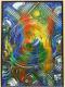 R. MOTTER Titel: SELBSTREFLEKTION,Glas 50x70 Acryl - Robert Motter - Glasmalerei auf  - Abstrakt-Fantastisch - 