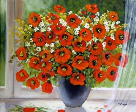 ---Poppies Bouquet in the Window - Gala Bogiel - Array auf Array - Array - Array