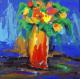 Die Vase mit Blumen - Michael Buch -  auf Hartfaser - Stillleben - 