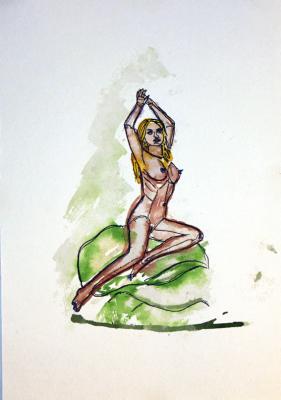 Zeichnung Nude 26 (Aquarellpapier, Tusche, 24x34)  - Wolfgang Bretschneider - Array auf Array - Array - Array