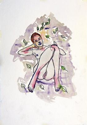 Zeichnung Nude 35 (Aquarellpapier, Tusche, 24x34)  - Wolfgang Bretschneider - Array auf  - Array - Array