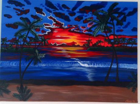 ---Sonnenuntergang mit Meer und Palmen Entspannung - Sabine  Libowski -  auf  - Array - 