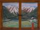 Fensterausblick - Annett Franz - Acryl auf Leinwand - Blumen-Berge-Sonne - Naturalismus